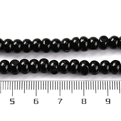 天然黒瑪瑙（染色・加熱）ビーズ連売り  ロンデル  6.5x4mm  穴：1mm  約95個/連  15.75''（40センチメートル）&nbsp;G-G177-F01-04