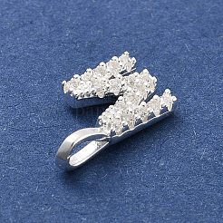 キュービックジルコニアチャーム付きスターリングシルバー925個  文字L  文字m  10.5x6x1.5mm  穴：2.5x1.5mm&nbsp;STER-Q004-01M-S