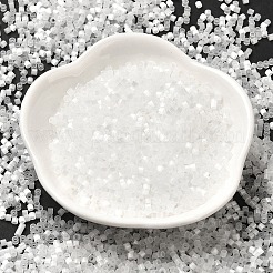 ガラス竹ビーズ  模造キャットアイ  シリンダー  雪  2x1.5mm  穴：1.2mm  約125000個/ポンド&nbsp;SEED-B001-03A-19