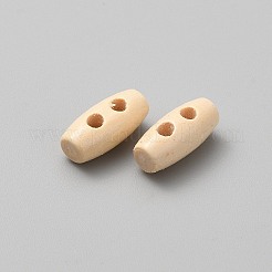 2つ穴ウッドボタン  樽型  アンティークホワイト  16x7mm  穴：3mm  100個/セット&nbsp;BUTT-WH0028-90B