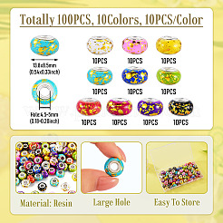 100Pcs 10 Colors Opaque Resin Rondelle European Beads&nbsp;RESI-TA0005-74