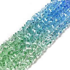 クリアガラスビーズ連売り  セグメント化されたマルチカラービーズ  三角形  フクシア  4.5x4x3.5mm  穴：1mm  約134~137個/連  13.27~13.39''（33.7~34センチメートル）&nbsp;GLAA-H023-02B