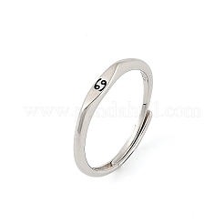 ロジウムメッキ 925 スターリングシルバーの調節可能なリング  プラチナ  十二星座  蟹座  2mm  内径：16mm&nbsp;RJEW-S397-01P-04