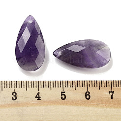 天然石アメジストペンダント  ファセットティアドロップチャーム  24x12.5x6mm  穴：1.2mm&nbsp;G-H007-08B