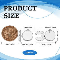 5 Pairs Brass Cufflinks&nbsp;BUTT-FG0001-57P