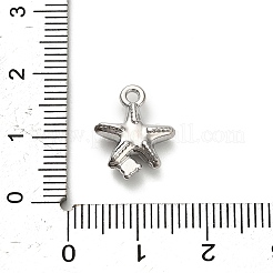 合金ラインストーンペンダント  ヒトデのチャーム  プラチナ  15x12x4.5mm  穴：1.6mm&nbsp;FIND-A051-04C-P