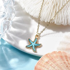 Alloy Enamel Starfish Pendants Necklaces&nbsp;NJEW-JN04770
