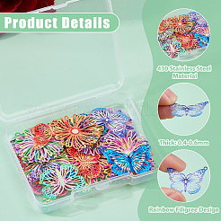32Pcs 12 Styles Spray Painted 430 Stainless Steel Pendants&nbsp;STAS-HS0001-53