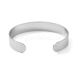 304ステンレススチール製ハンマー加工カフバングル（女性用）  ステンレス鋼色  内径：2-5/8インチ（6.6cm）&nbsp;BJEW-Z078-11P