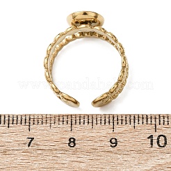 304 Stainless Steel with Glass Cat Eye Cuff Rings for Women&nbsp;RJEW-K309-40A
