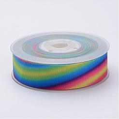 ポリエステルグログランリボン  印刷  カラフル  1インチ（25mm）  約100ヤード/ロール（91.4メートル/ロール）&nbsp;ORIB-N0001-25mm-01