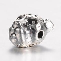 合金ビーズ  ヒョウのヘッド  アンティークシルバー  9.5x9.5x7.5mm  穴：1.5mm&nbsp;PALLOY-K227-02AS