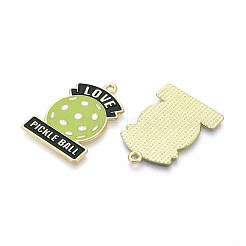 合金エナメルチャーム  ピックルボールチャーム  ゴールドカラー  31.5~32x23x1mm  穴：1.8mm&nbsp;ENAM-T022-69G