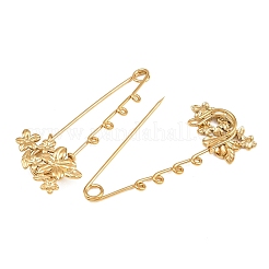 Flower 304 Stainless Steel Safety Pins Brooch Findings&nbsp;SA-CBA098D-14A-G04