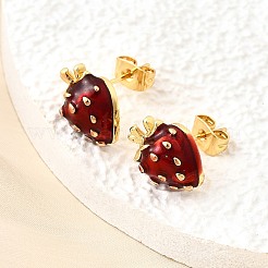 Brass Enamel Stud Earrings&nbsp;EJEW-F372-01A-G