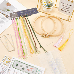 DIY ブックマーク 刺繍キット  生地を含む  刺繍糸と針  プラスチック刺繍フープ  ミックスカラー  スレッド：1.2mm  10bundles&nbsp;DIY-SC0029-44B