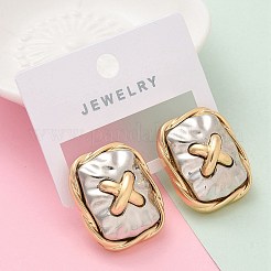 合金スタンドピアス  銀針925本付き  小さな四角いボタン  ゴールドカラー  25x20.5mm&nbsp;EJEW-M092-04G