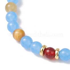 Natural & Dyed Malaysia Jade and Tiger Eye Stretch Bracelets&nbsp;BJEW-JB11966-01