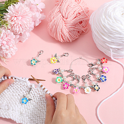 Flower Polymer Clay Pendant Locking Stitch Markers&nbsp;HJEW-SC00077