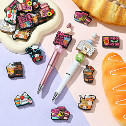 20個 10スタイル コーヒーテーマ 食品グレードシリコンフォーカルビーズ  混合図形  19~32.5x19.5~32x7~8mm  穴：2~3mm  2個/スタイル&nbsp;SIL-CJ0002-60