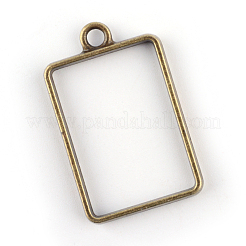 Rack Plating Alloy Rectangle Open Back Bezel Pendants&nbsp;PALLOY-S047-28F-FF