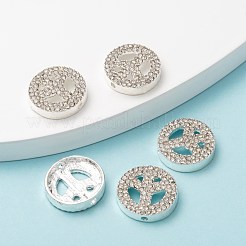 ピースサイン合金クリスタルラインストーンビーズ  銀色のメッキ  20x5mm  穴：2mm&nbsp;RB-J451-01S