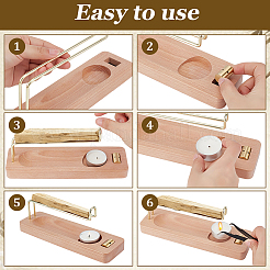 Rectangle Wood Tabletop Incense Stick Holder with Brass Stand&nbsp;AJEW-WH0481-797