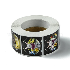 8 種類の粘着紙漫画報酬ステッカー  学生用ステッカー  猫の形  25x25mm  500PCS /ロール&nbsp;DIY-R083-02C