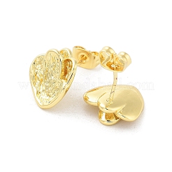 ラックメッキブラススタッドピアス  長持ちメッキ  ハート  ゴールドカラー  14x13mm&nbsp;EJEW-C078-02B-G