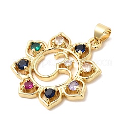 Brass Micro Pave Cubic Zirconia Pendants&nbsp;KK-H529-28G
