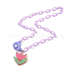 Transparent Acrylic Flower Pendants Necklaces&nbsp;NJEW-JN03521-03