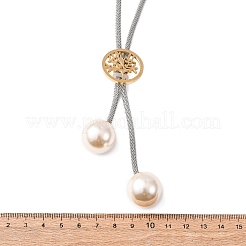 304 Stainless Steel Tree of Life Lariat Necklaces for Women&nbsp;NJEW-B149-04GP-02