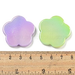 UVメッキ虹色アクリルビーズ  花  ミックスカラー  31.5x32x5.5mm  穴：2.5mm&nbsp;OACR-G039-16
