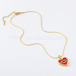 3Pcs Stainless Steel Red Enamel Lip Heart Pendant Necklaces for Women&nbsp;MI8936