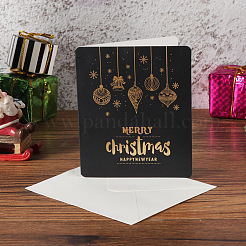 封筒とメリークリスマスのグリーティングカードセット  冬のクリスマスシーズンに  ホリデーギフトを贈る  クリスマスギフトカード  ブラック  10.8x9.1x0.05cm&nbsp;DIY-I029-03E