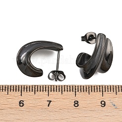 316サージカルステンレススタッドピアス  J字型  イオンプレーティング（ip）  ブラック  18.5x10mm&nbsp;EJEW-C160-09EB