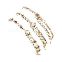 304 Stainless Steel Cable Chains & Evil Eye Lampwork Link Chains Bracelets for Women&nbsp;BJEW-JB12449-03
