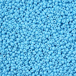 12/0 FGBグレードAラウンドガラスシードビーズ  焼き付け塗料  ライトスカイブルー  2.3x1.5mm  穴：1mm  約48500個/ポンド&nbsp;SEED-N001-A-1019