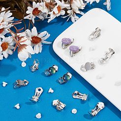 真鍮クリップオンイヤリングセッティング60個  フラットラウンド  イヤリングパッドのプラスチッククリップ60個付き  プラチナ  18.5x9.5x8mm&nbsp;KK-SP0001-12P