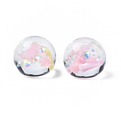 半透明のアクリルカボション  ポリマークレイとクリスタルラインストーン付き  ラウンド  ピンク  18x15.5~16mm&nbsp;TACR-N006-21