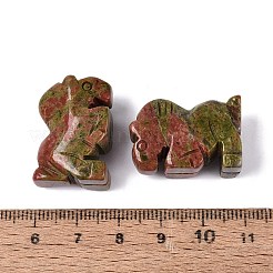 天然ユナカイト馬の置物  風水エネルギーストーンギフト、自宅、オフィス、デスクトップの装飾用  25.5~27x17.5~20x11~13mm&nbsp;DJEW-N005-01H