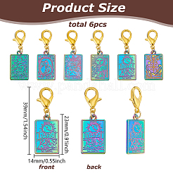 6Pcs 6 Styles Tarot Alloy Pendant Locking Stitch Markers&nbsp;HJEW-HY00013