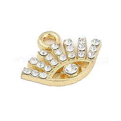 ラックメッキ合金マイクロパヴェラインストーンペンダント  眼形  ゴールドカラー  12.5x16x3mm  穴：1.8mm&nbsp;FIND-K020-04G