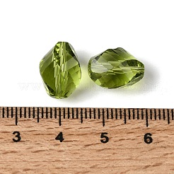 K9ガラス  模造オーストリアクリスタルビーズ  グレードAAA  多面カット  双円錐形  黄緑  10x13mm  穴：0.9~1mm&nbsp;SWAR-F077-13x10mm-17
