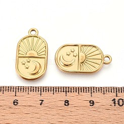 304ステンレスペンダント  月と太陽と星のチャームが付いた楕円形  イオンプレーティング（ip）  18KGP本金メッキ  23x13x2mm  穴：1.8~2mm&nbsp;STAS-T065-12G