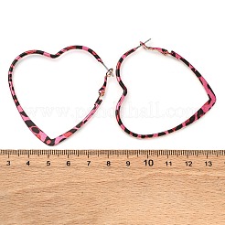 Hollow Heart with Leopard Print Alloy Hoop Earrings&nbsp;EJEW-Z112-01P
