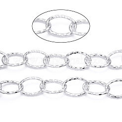 アルミニウムアズキチェーン  ダイヤモンドカットオーバルリンクチェーン  溶接されていない  銀  45.5x31x4.5mm&nbsp;CHA-N003-09S