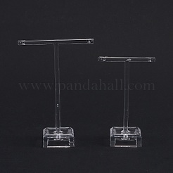 Tバーアクリルイヤリングディスプレイスタンド  3.5x8.3x11.8つの穴があるバー  透明  大：3.5x6.2x9.8cm  小さい：2cm  [1]個/セット&nbsp;EDIS-F005-12