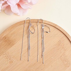 Anti-Tarnish Rhodium Plated 925 Sterling Silver Teardrop with Chain Tassel Dangle Earrings&nbsp;JE1044A