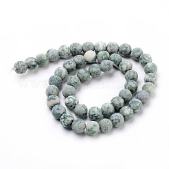 Natural Green Spot Jasper Round Bead Strands&nbsp;G-Q462-74-6mm